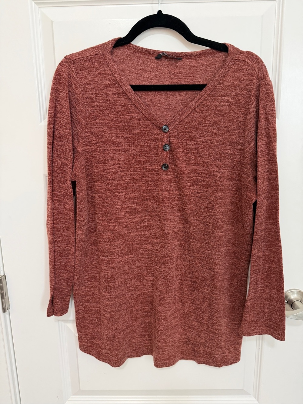 Bloomchic Women's 12 Soft Casual Heather Button Up Long Sleeve T-shirt Rust